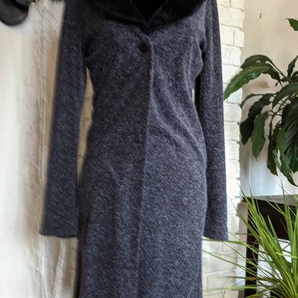 Grey knit sweater with faux fur collar  xs - Picture 4 of 4